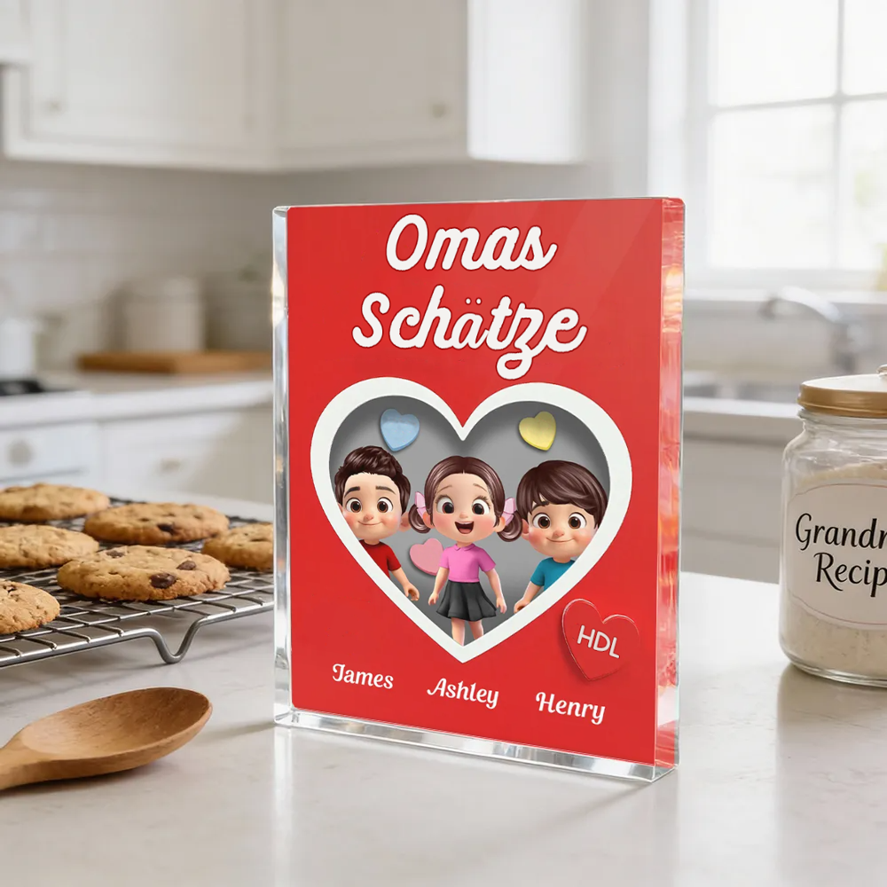Omas Schätze-Personalisierter Acrylblock mit Kinder Geschenk für Mama und Oma