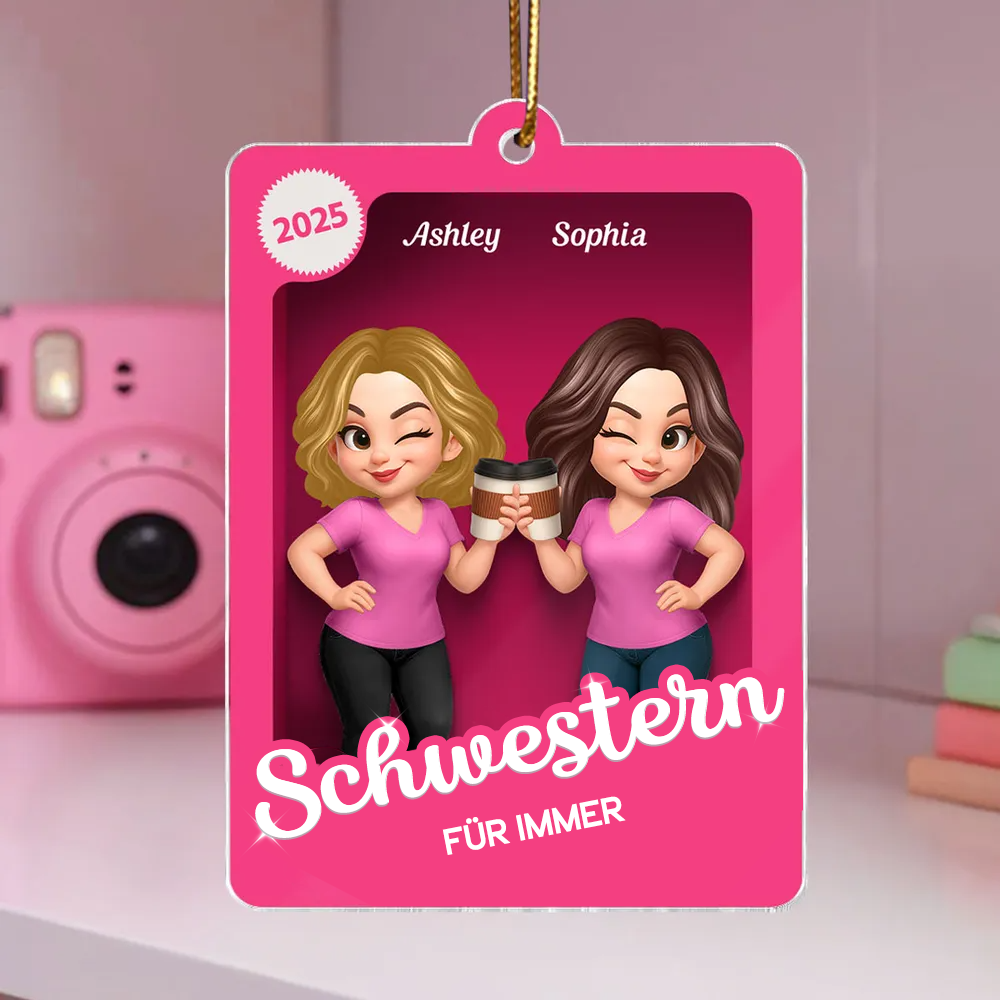 Christbaumanhänger mit 2-6 Frauen personalisiert Geschenk für Freundin und Schwester