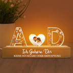 2 Buchstaben Personalisiertes LED-Nachtlicht mit Foto und Spruch