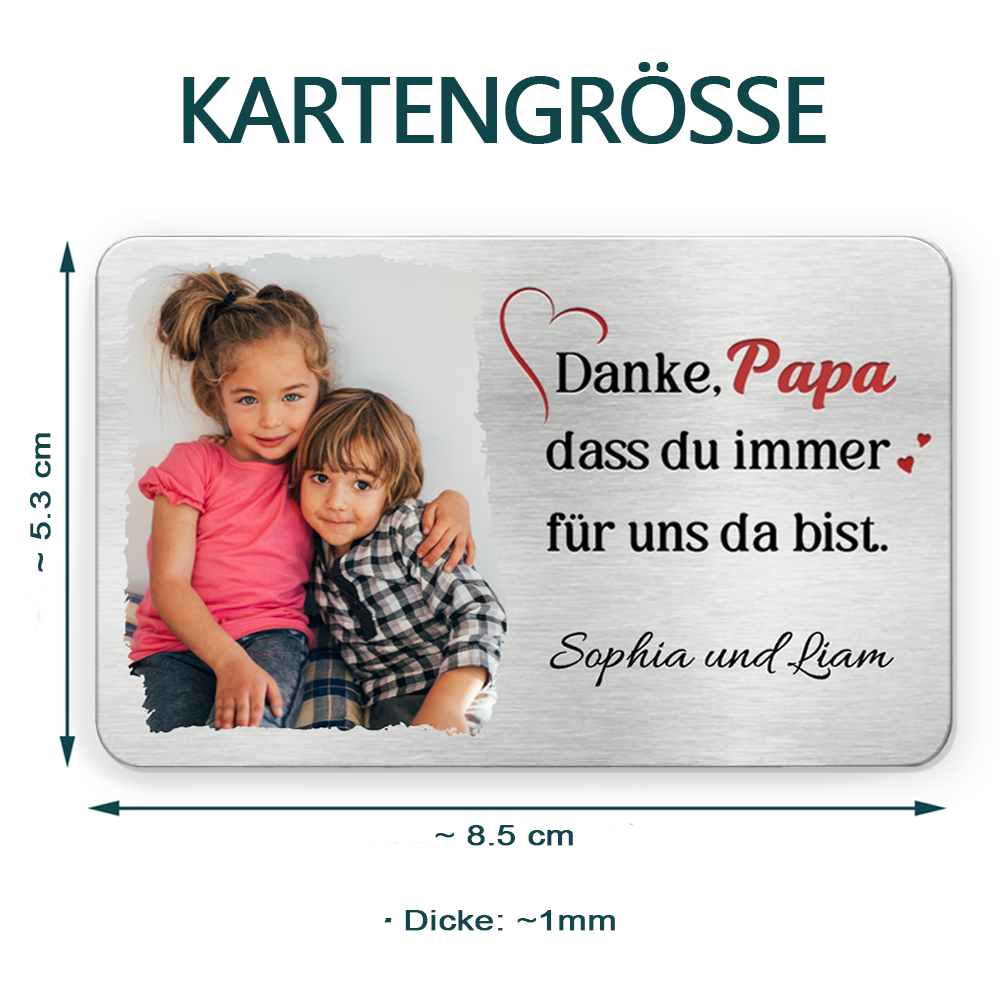 "Danke Papa" Foto Geldbörse-Karte mit Gravur Geschenk für Papa und Mama
