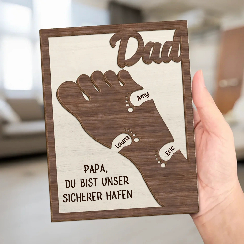 Füße-Personalisierte Holzplakette für Papa