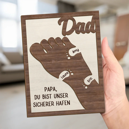 Füße-Personalisierte Holzplakette für Papa