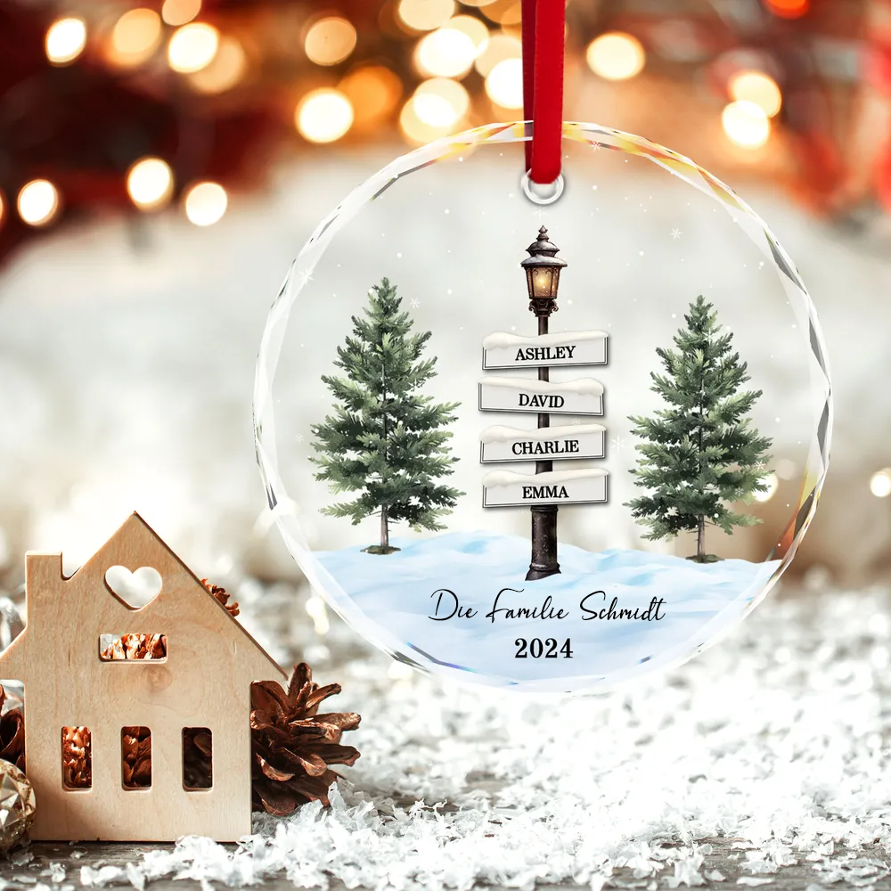 Personalisierter Weihnachtsornament mit Straßenschild-Design