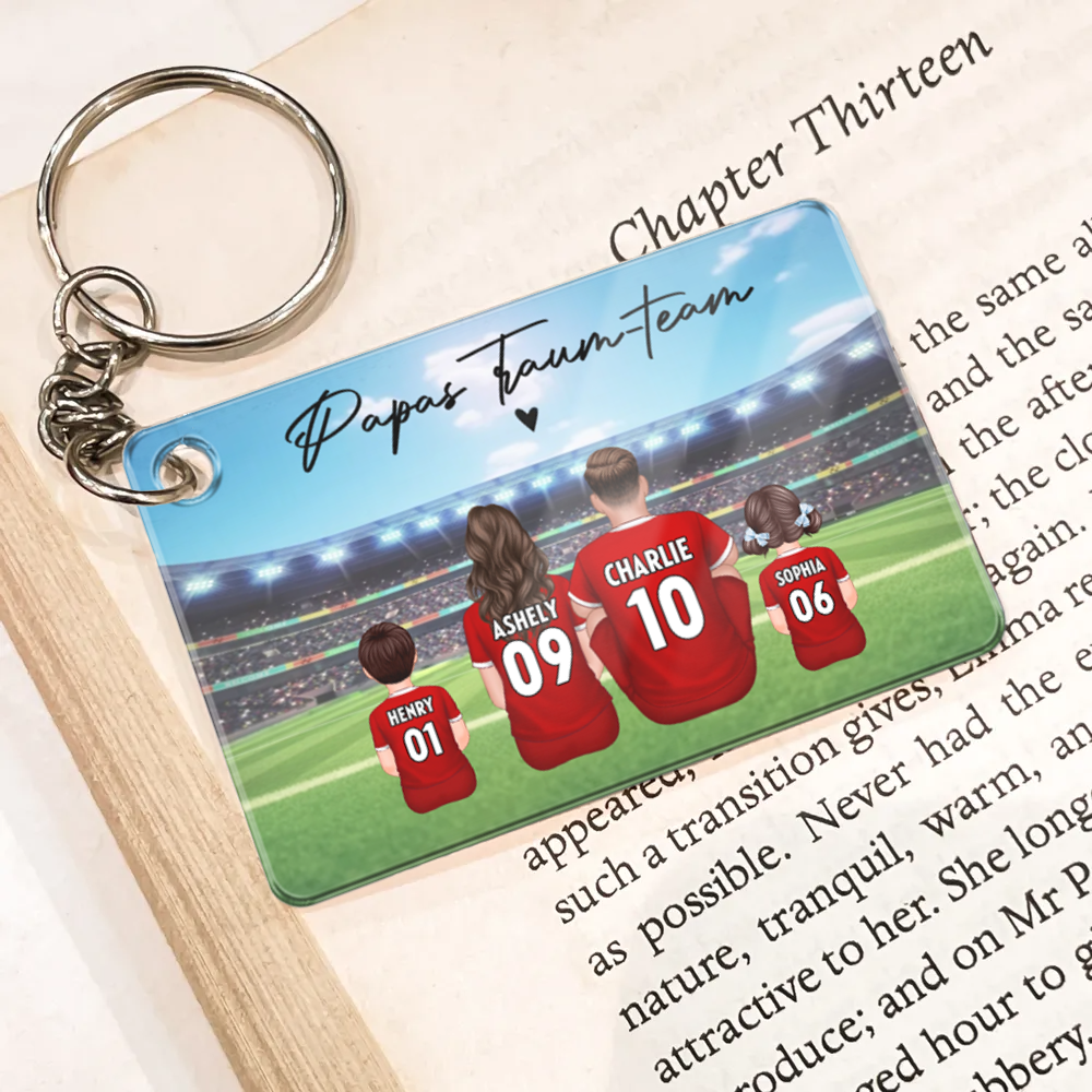 Fußballfamilien- Personalisierter Acrylschlüsselanhänger Geschenk für Papa