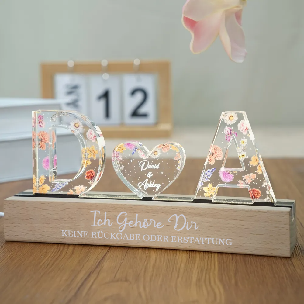 2 Buchstaben Personalisiertes LED-Nachtlicht Geschenk für Liebespaar
