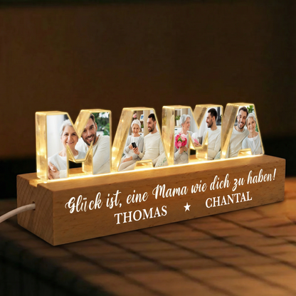 Personalisierte Nachtlicht mit Fotos, Namen und Text Geschenk für Mama und Oma