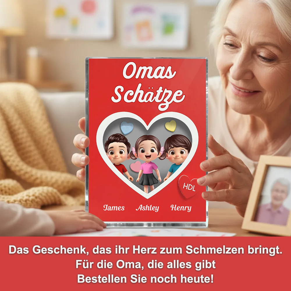 Omas Schätze-Personalisierter Acrylblock mit Kinder Geschenk für Mama und Oma