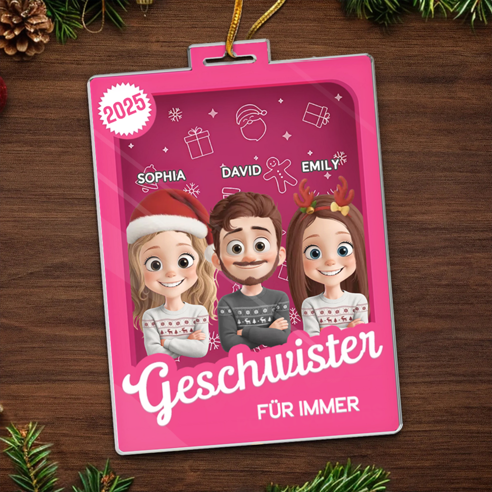Personalisierter Acrylanhänger mit 2-6 Personen oder Haustieren Christbaumschmuck für Familie und Freunde
