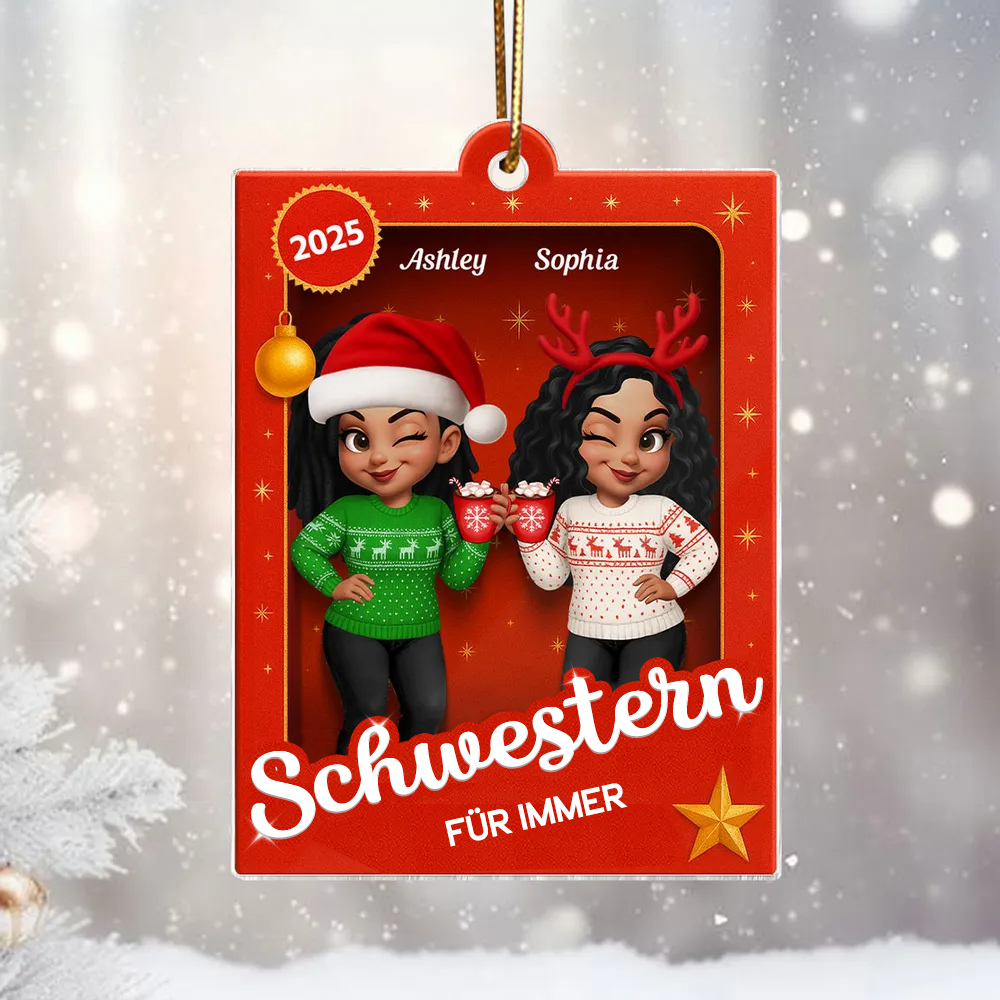 Acrylanhänger mit 2-6 Frauen Christbaumschmuck für beste Freundin und Schwester