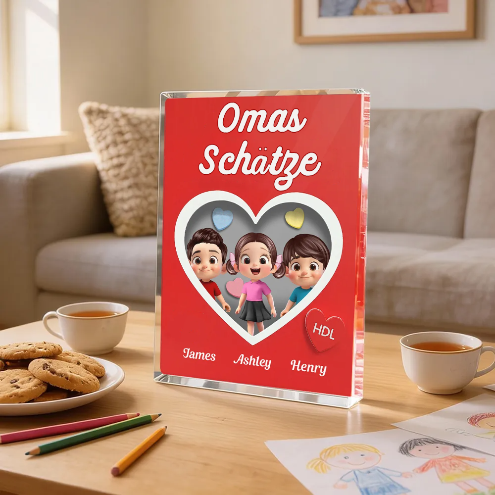 Omas Schätze-Personalisierter Acrylblock mit Kinder Geschenk für Mama und Oma