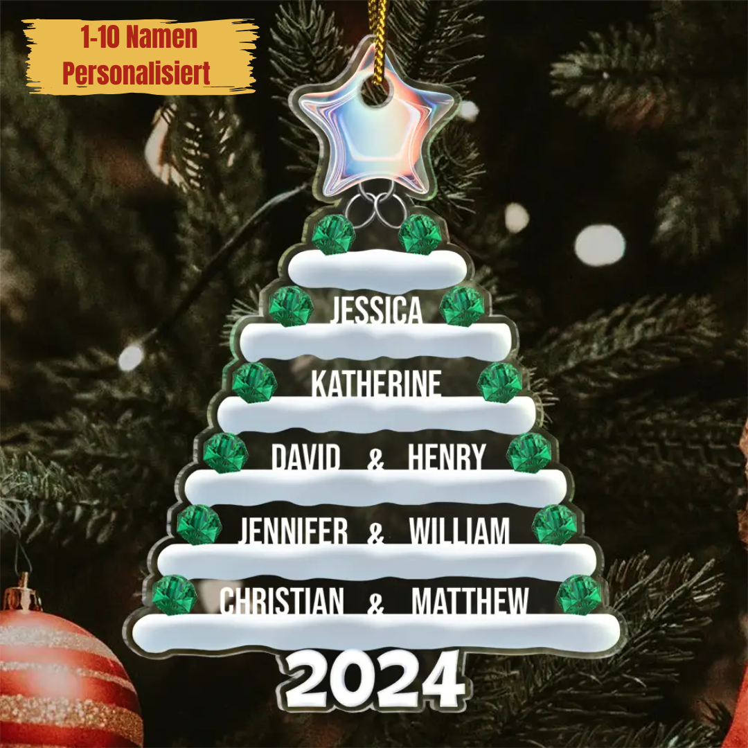 2024 Familienbaum-Christbaumschmuck mit 1-10 Namen Personalisiert