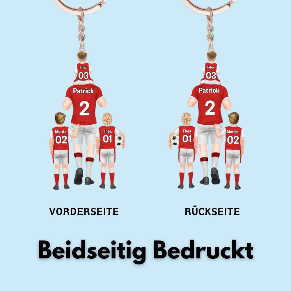 Papas Fußballmannschaft Acryl-Schlüsselanhänger Vater und Kinder