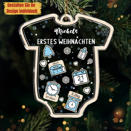 Erstes Weihnachten-Acryl Christbaumschmuck-Individuelles Geschenk für Neugeborene