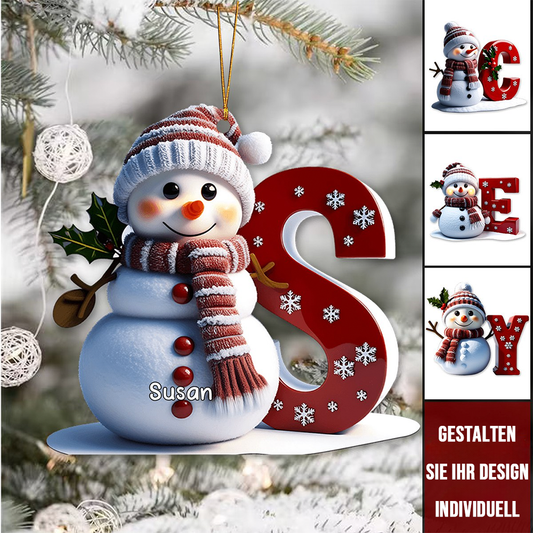 Personalisierter Schneemann-Weihnachtsschmuck - Buchstaben-Dekoration