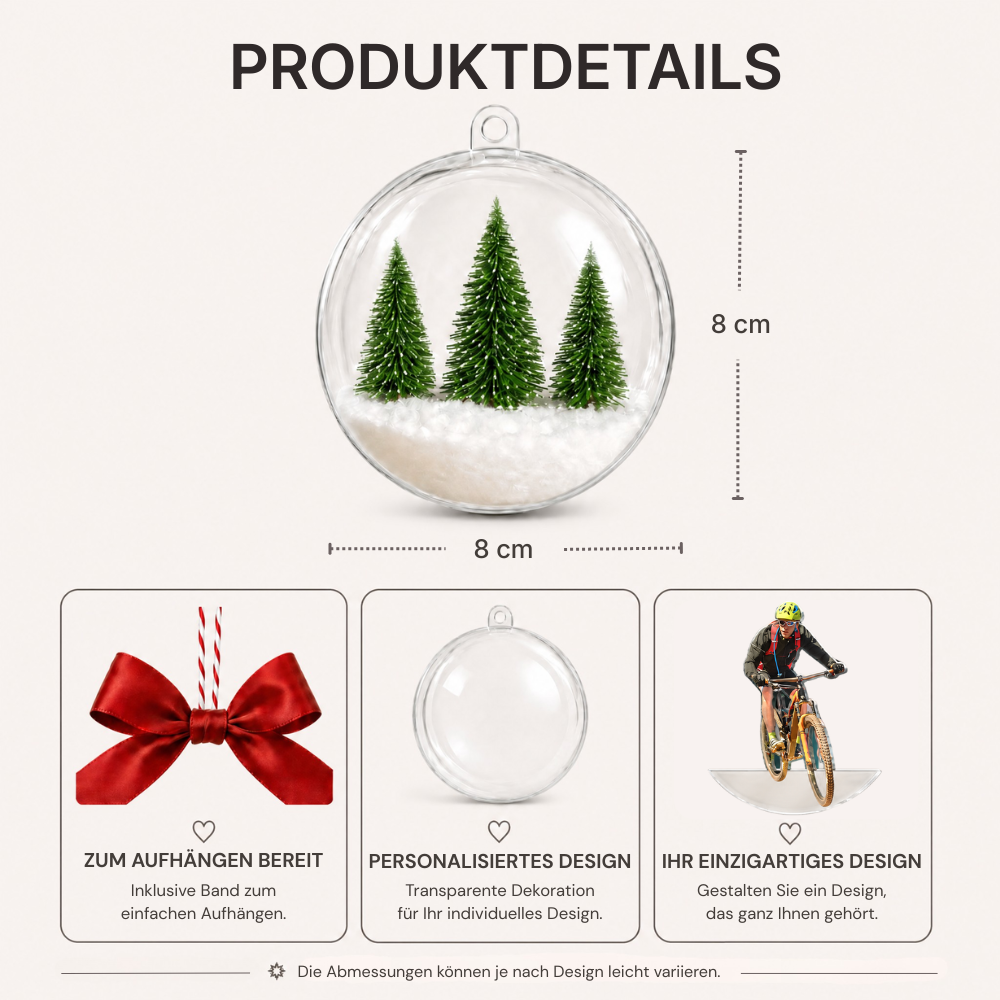 Personalisierte 3D-Christbaumkugel mit Foto – Mountainbike-Motiv