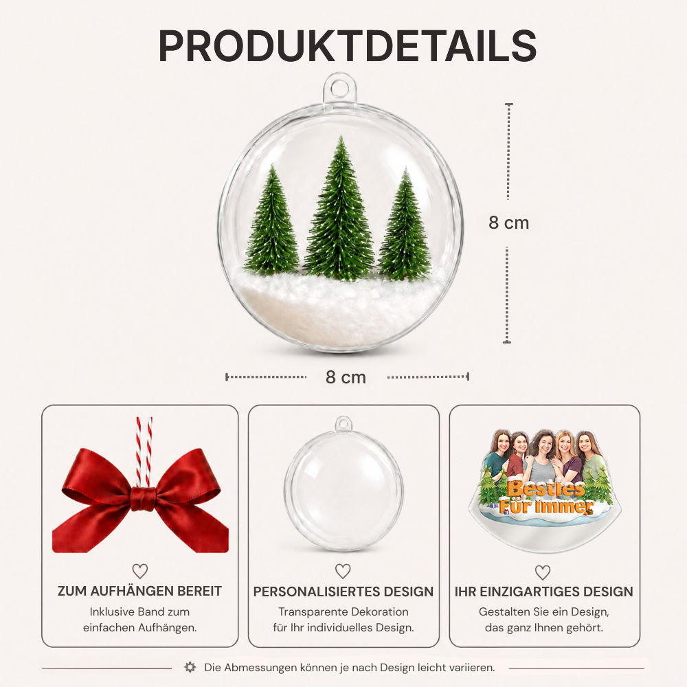 Personalisierte 3D-Weihnachtskugel mit Foto & Spruch