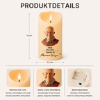 Personalisierte LED-Trauerkerze mit Foto & Spruch – beidseitig bedruckt