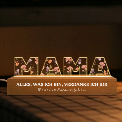 Personalisertes MAMA-Nachtlicht mit Geburtsblumen für Mama und Oma