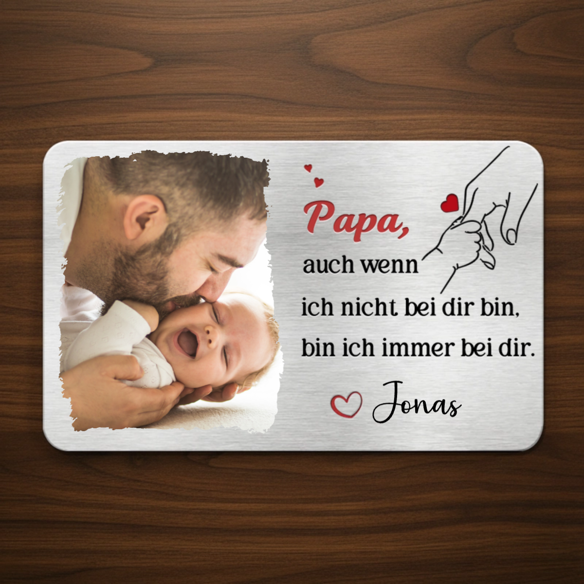 Baby und Papa- Personalisierte Brieftasche-Karte mit Foto und Spruch Geschenk für Papa