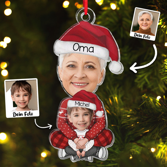 Personalisierter Weihnachtsanhänger mit Foto – Perfektes Geschenk für Oma & Enkel