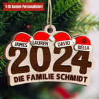 Personalisierter Weihnachtsanhänger 2024 – Familiennamen und Haustiere