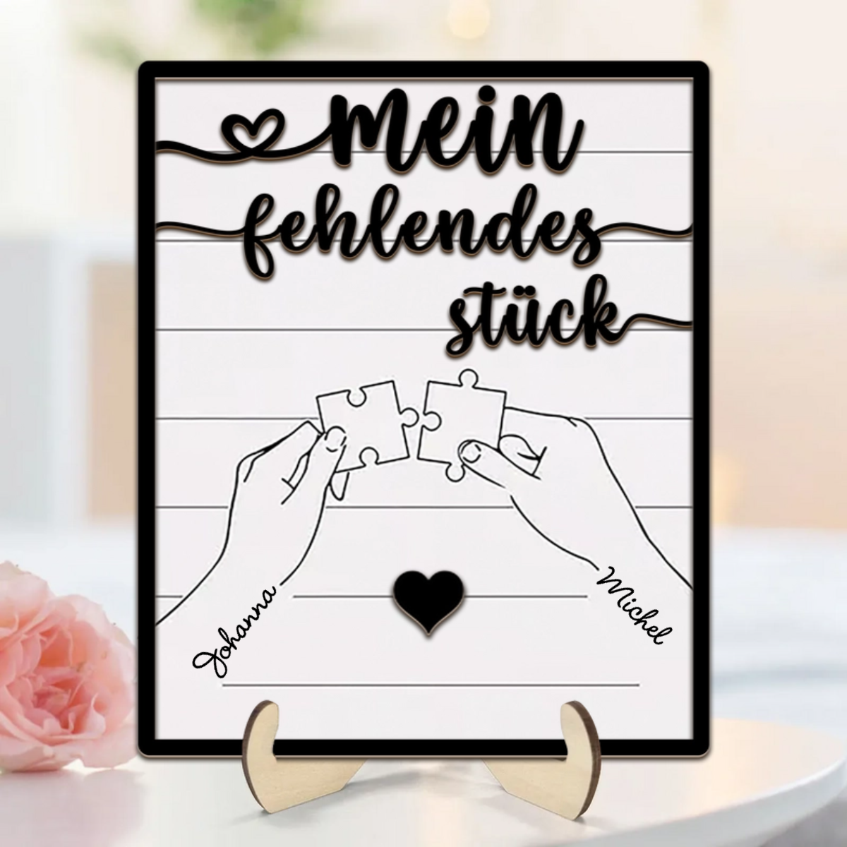 Personalisierte Holztafel für Liebespaar-Mein Fehlendes Stück