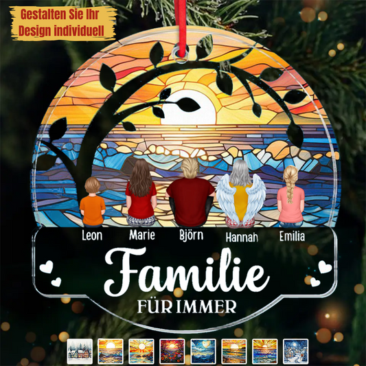 Die Familie unter den Ästen-Acryl Weihnachtsanhänger Personalisierter Christbaumschmuck