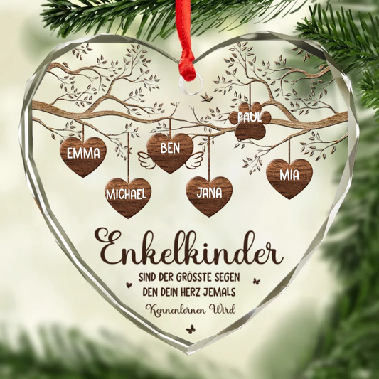 Stammbaum mit Namen und Text Personalisierter Glasanhänger Christbaumschmuck