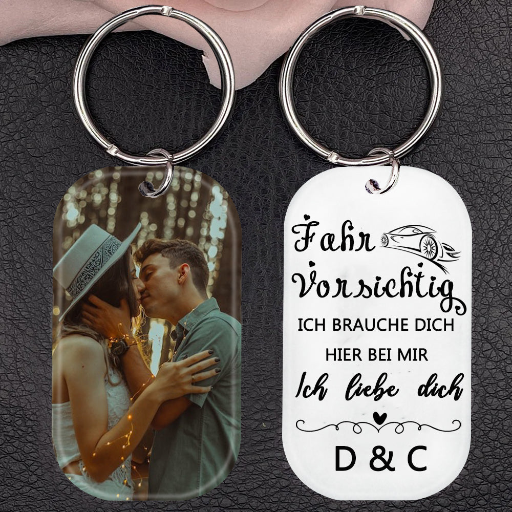 Acryl Foto Fahr Vorsichtig Schlüsselanhänger mit Gravur-Valentinstagsgeschenke