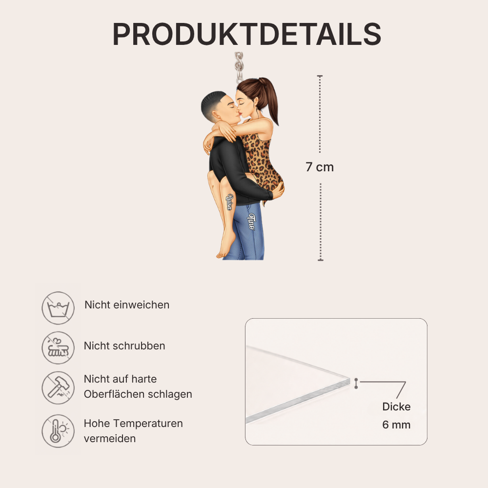 Paar küssen - Jahrestag Geschenk für Paare - Personalisierte Acryl Schlüsselanhänger