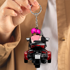Paar auf Motorrad - Acrylschlüsselanhänger mit Figuren und Namen