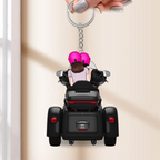 Paar auf Motorrad - Acrylschlüsselanhänger mit Figuren und Namen
