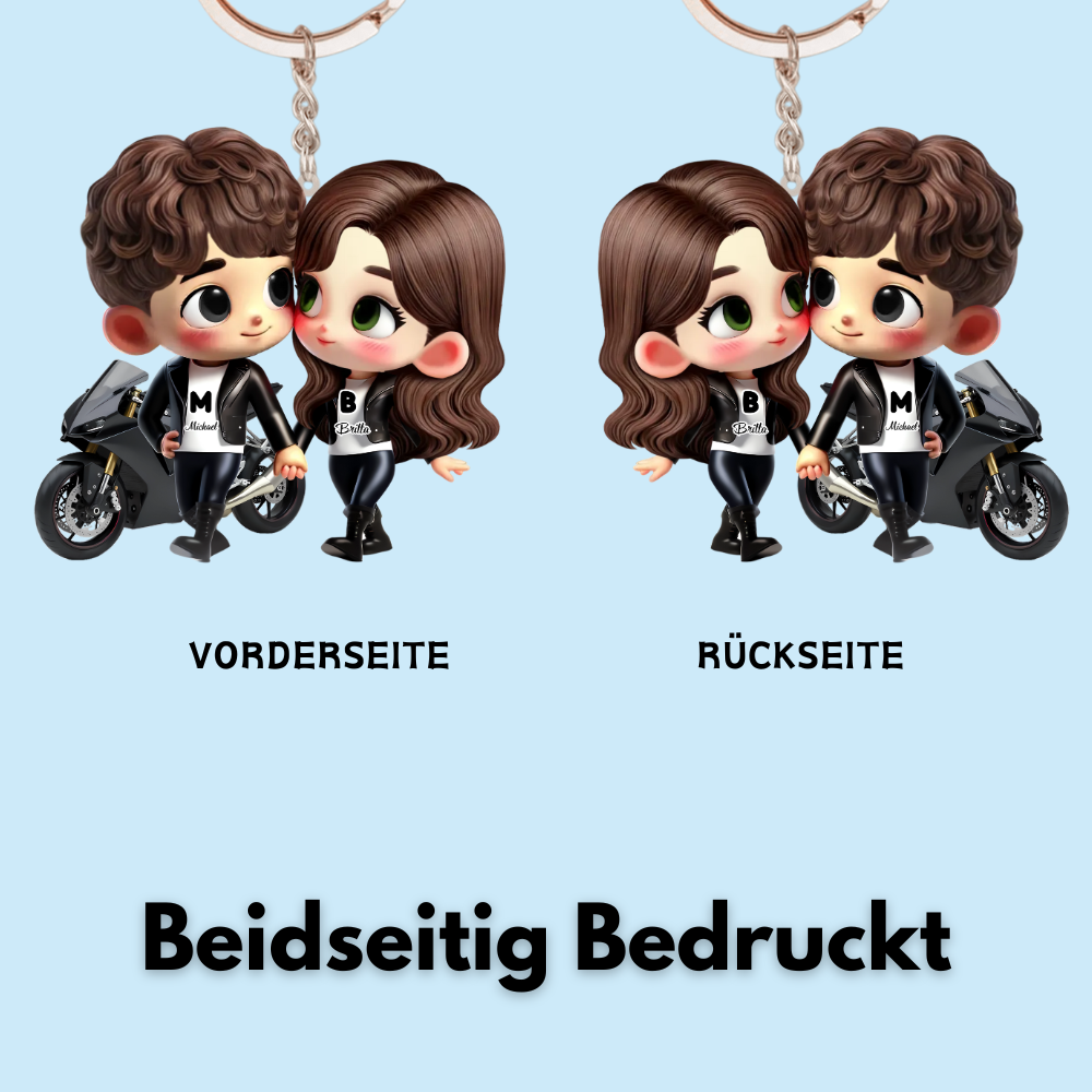 Pärchen mit Motorad Acryl-Schlüsselanhänger Geschenk für Paar