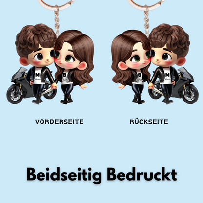 Pärchen mit Motorad Acryl-Schlüsselanhänger Geschenk für Paar