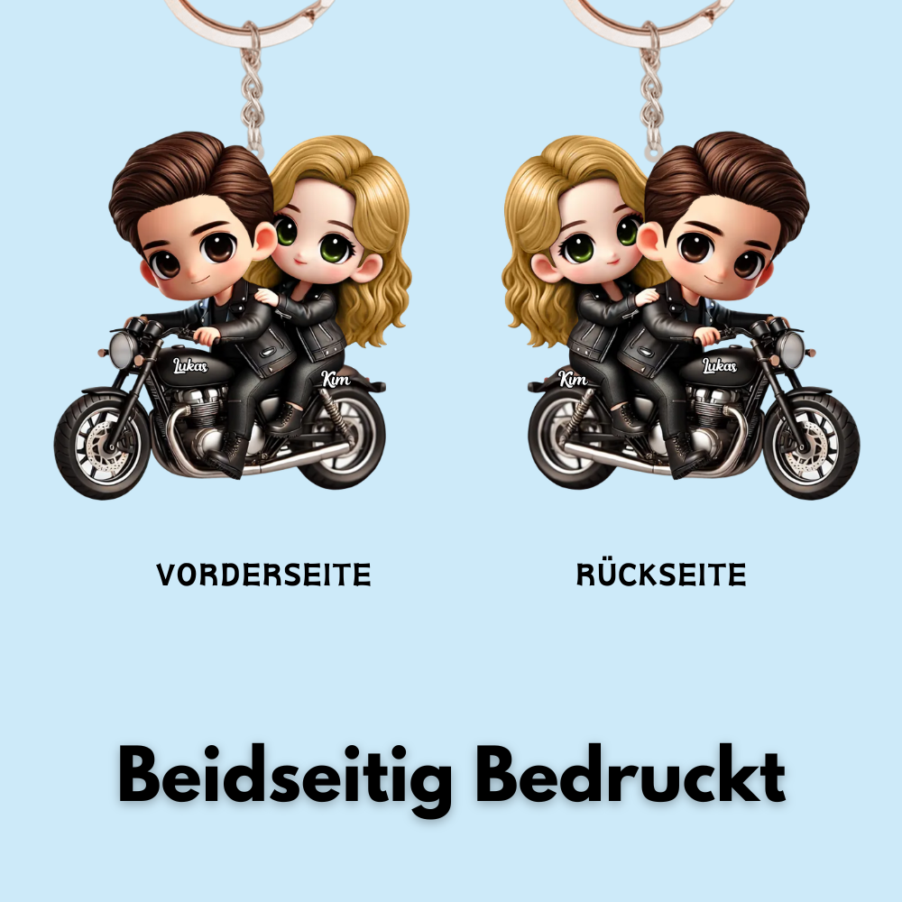 Pärchen auf Motorrad Acryl-Schlüsselanhänger Geschenk für Paar