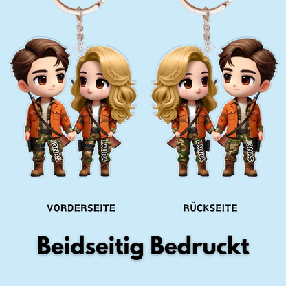 Jagd Acryl-Schlüsselanhänger mit Namen Geschenk für Paar
