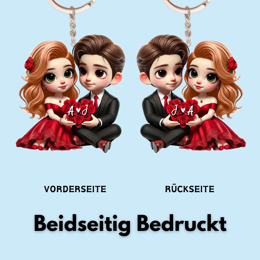 Pärchen mit Herz Acryl-Schlüsselanhänger  Geschenk für Paar
