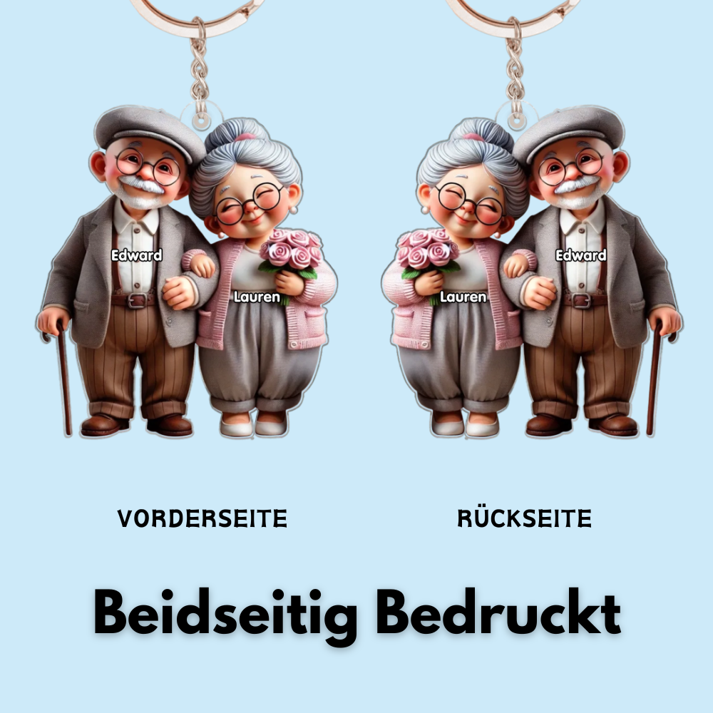 Älteres Paar  Acryl-Schlüsselanhänger mit Namen Geschenk für Paar und Großeltern