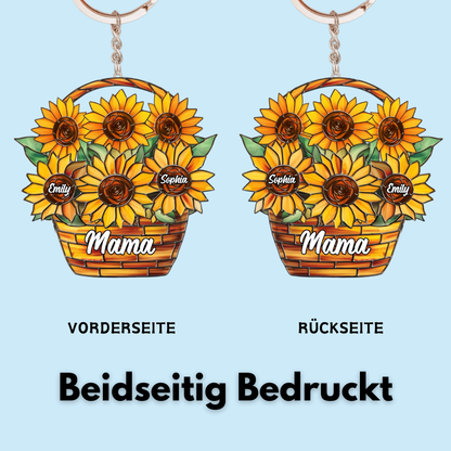 Sonnenblumen-Personalisierter Schlüsselanhänger für Mama und Oma