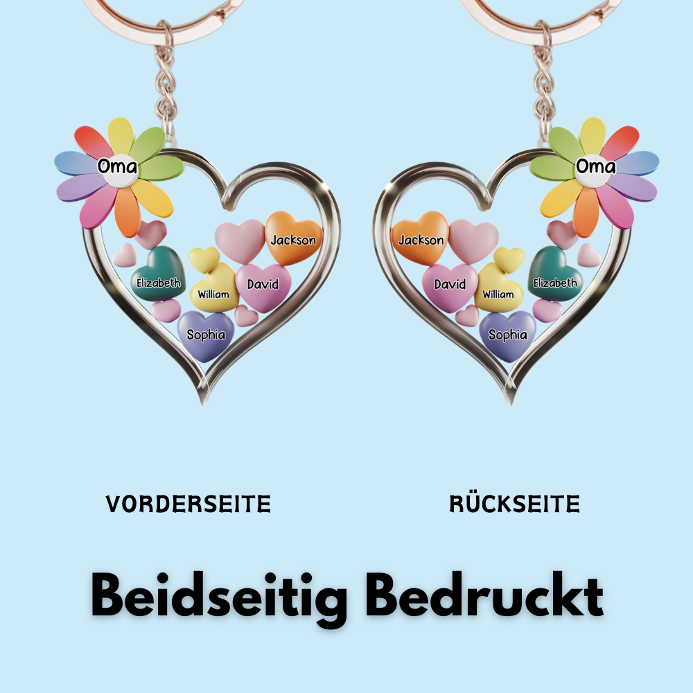 Gemeinsam in Omas Herz Acryl-Schlüsselanhänger mit Herzenmotiv Geschenk für Oma und Mama