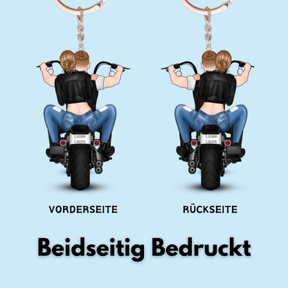 Personalisierter Acryl-Schlüsselanhänger mit Motorradpaar