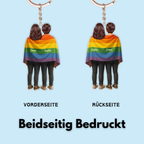 Regenbogenfahne-Personalisierter Schlüsselanhänger mit 2 Figuren für LGBT-Paar