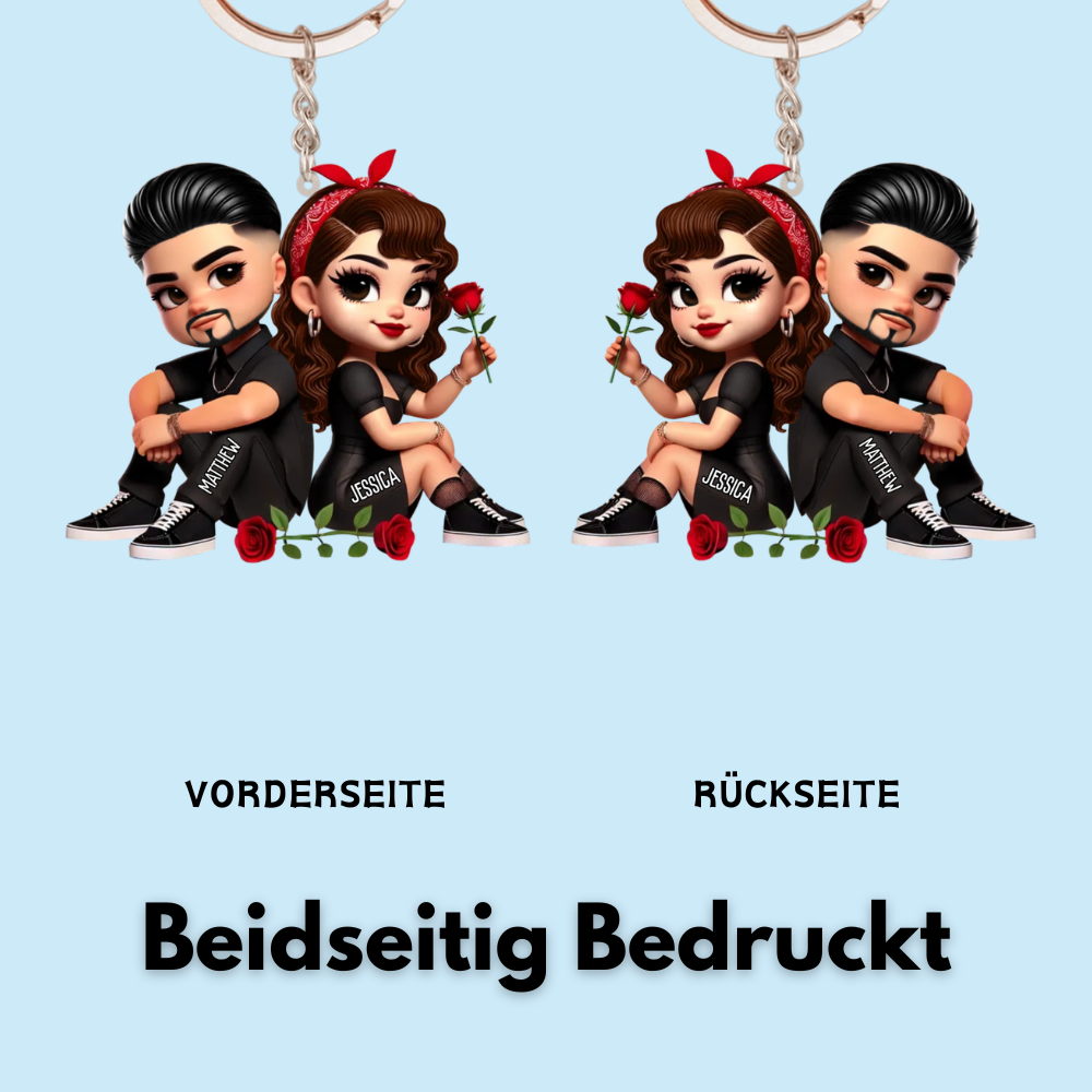 Pärchen mit Rosen-Personalisierter Acryl-Schlüsselanhänger Geschenk für Paar