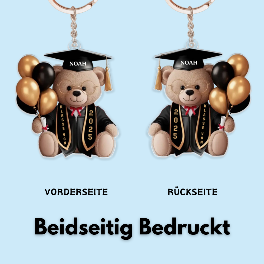 Bär mit Ballons-Personalisierter Schlüsselanhänger zur Abschlussfeier