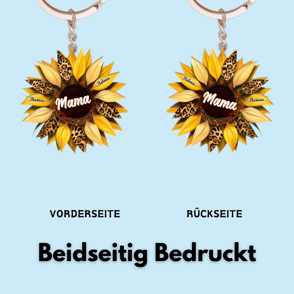 Personalisierter Sonnenblumen-Schlüsselanhänger für Mama und Oma