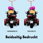 Paar auf Motorrad - Acrylschlüsselanhänger mit Figuren und Namen