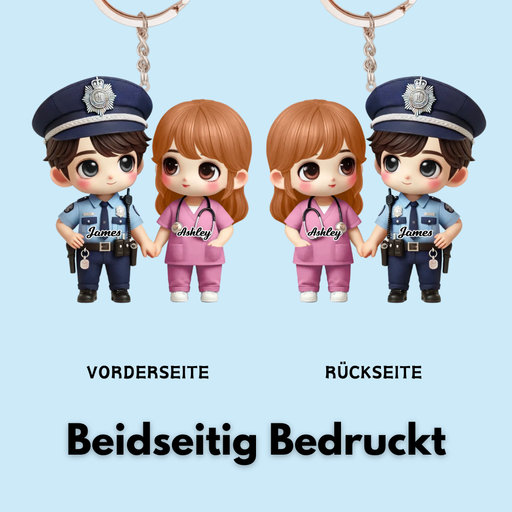 Pärchen in Berufskleidung Acryl-Schlüsselanhänger Geschenk für Paar