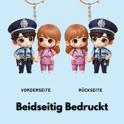Pärchen in Berufskleidung Acryl-Schlüsselanhänger Geschenk für Paar