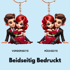 Pärchen mit Rosenstrauß Personalisierter Acryl-Schlüsselanhänger Geschenk für Paar