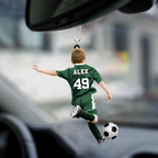 Fußballkind-Personalisierter Autoanhänger aus Acryl Geschenk für Junge